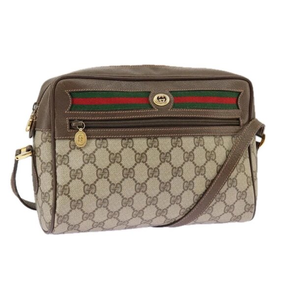 GUCCI GG Supreme Web Sherry Line Shoulder Bag PVC Beige - Picture 1 of 15